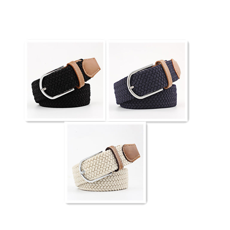 Women's Canvas Student Casual Stretch Braided Needle Buckle Belt - Youthful Confidence