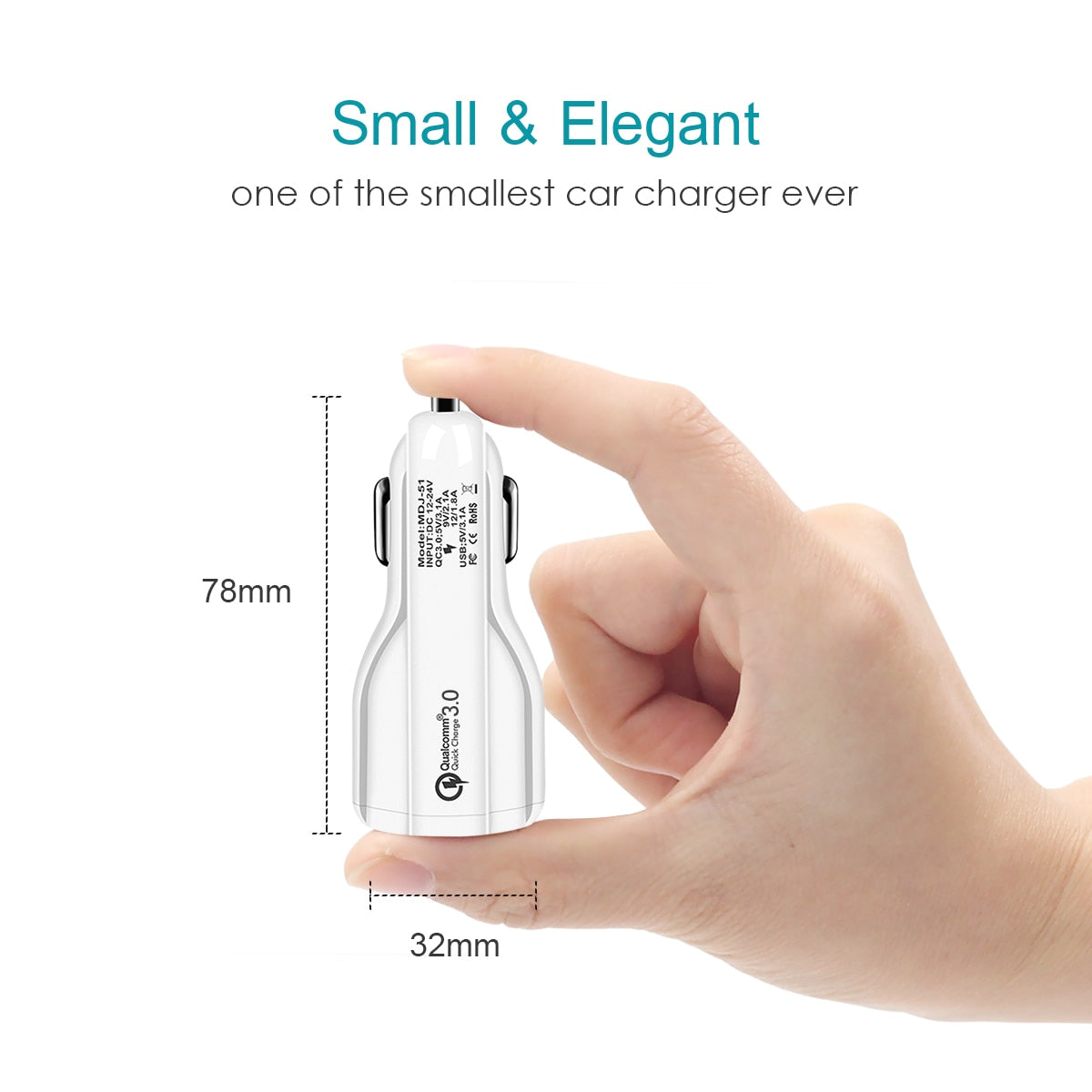 Chargeur de voiture Quick Charge 3.0 pour téléphone portable, double Usb, Qualcomm Qc 3.0, adaptateur de Charge rapide, Mini chargeur de voiture Usb