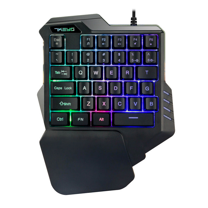 Enhands mekaniskt speltangentbord RGB bakgrundsbelyst bärbar mini-spelknappsats spelkontroll