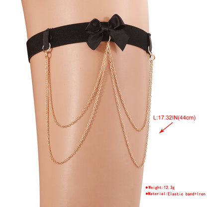 Sexy Fashion Leg Ring Elastic Band Bow Chain Tassel Leg Bracelet Ankle Ring