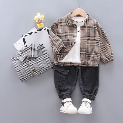 Baby Boy Long Sleeve Plaid Suit