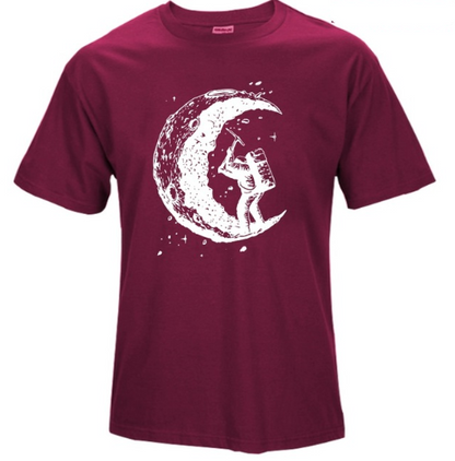 Digging The Moon Print Casual Herr O-ringade T-shirts Mode Herrtröjor Herr T-shirt Kortärmad Herr T-shirt 