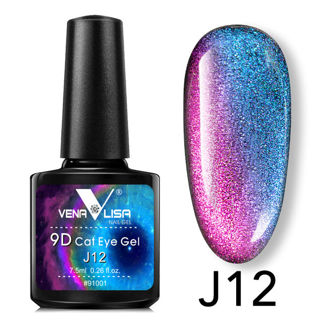 Venalisa 9D Gellack Cat Eye Magic Chameleon Gellack Nagelmanikyr Galaxy Starry Magnetic Multicolor 5ml Nagellack