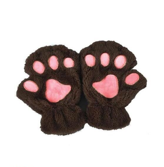 Vinter ljuvlig halv cover Paw Bear Cat Claw handskar Kort finger