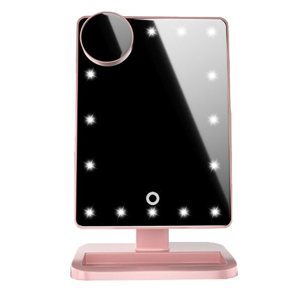 Miroir de maquillage à écran tactile avec 20 lumières LED, haut-parleur de musique Bluetooth, miroirs grossissants 10X