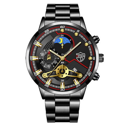 Mode Herr Kalender Armbandsur Affärs Quartz Klocka Studentklocka