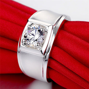 Artificial diamond men's ring