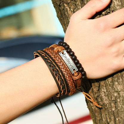 Bracelet en cuir pour hommes Believe Suit 