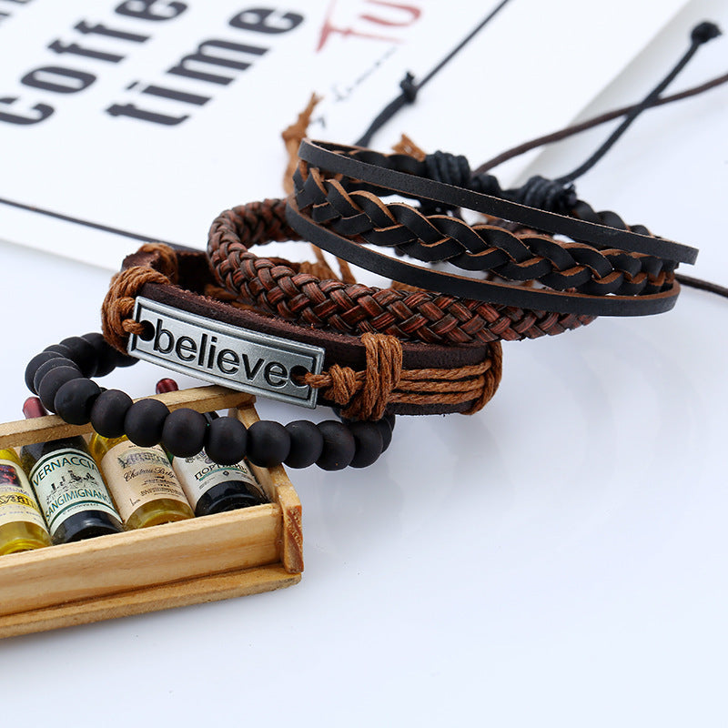 Believe Suit Läderarmband för män 