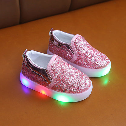 Kids Led Sneakers Lighted Baby Toddler Sneakers Sequin Girl Light Shoes