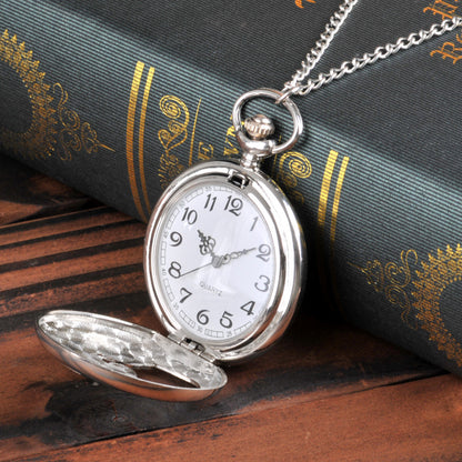 Hollowed out Eagle Silver Quartz Pocket Watch