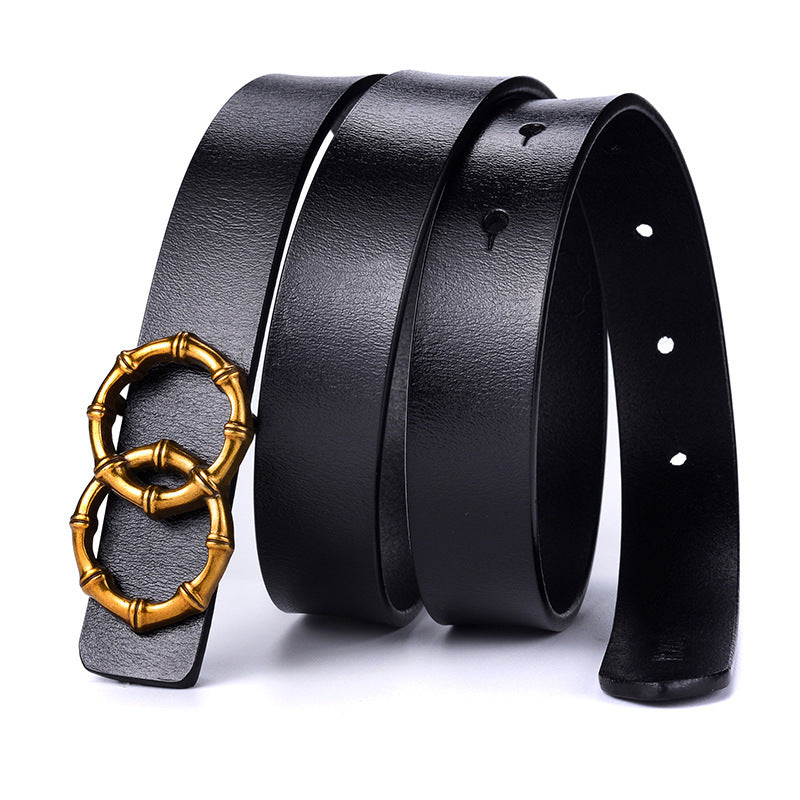 Ceinture en cuir véritable à boucle lisse pour femme, peau de vache pure