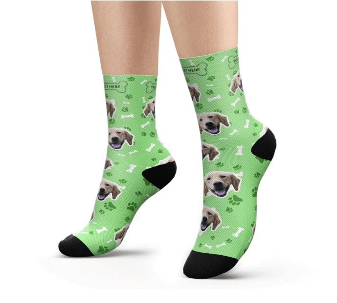 Personaliserad Custom Pet Head Print Socks för hundkat älskare