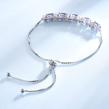 Armband för kvinnor ädelsten blå topas justerbar kedjelänk armband julsmycken
