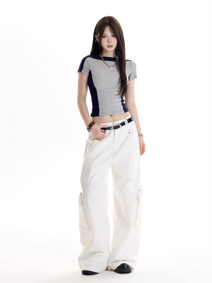 American Retro Hot Girl Style Multi-pocket Cargo Pants
