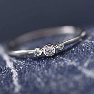 Bagues jointes trois diamants cuivre zircon