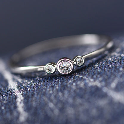 Bagues jointes trois diamants cuivre zircon
