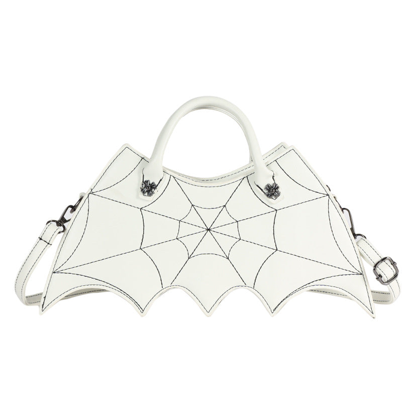 Halloween Spider Web Shape Axelväskor Personality Batgirl Tide Pu Handväskor Fashoin Messenger Crossbody Bag