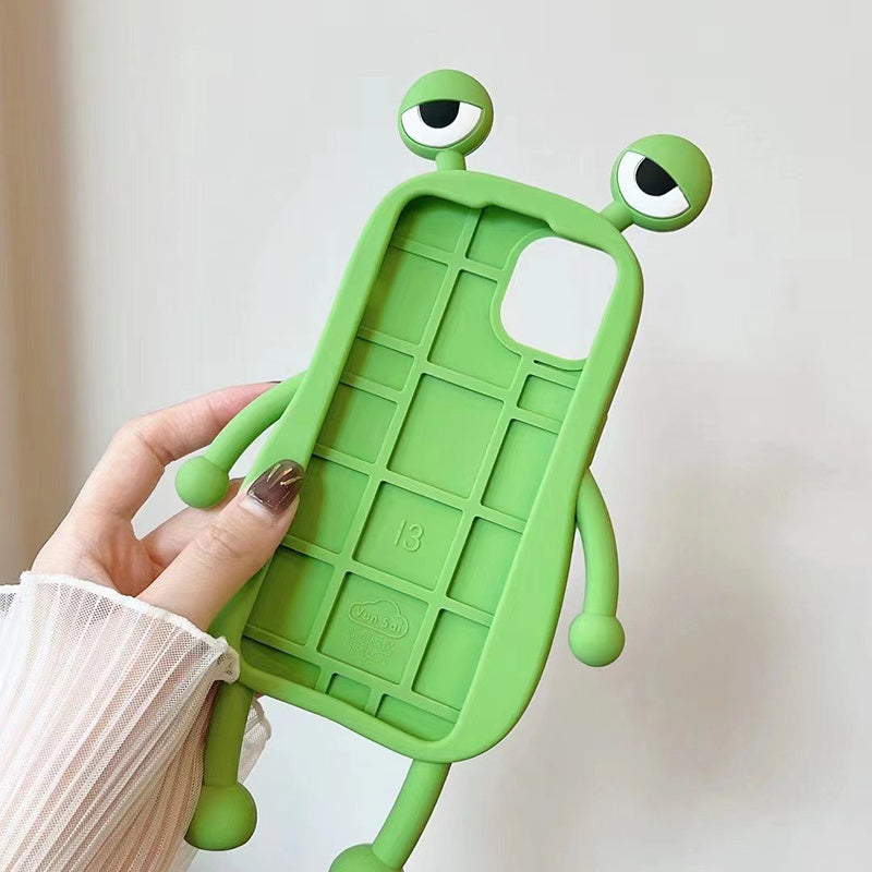 Roligt Silikon 3D Frog Telefonfodral För IPhone 14 13 11 12 Pro Max XS XR X 7 8 Plus SE Cartoon Cute Shockproof Bumper Cover