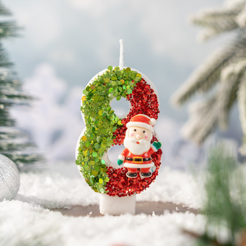 Santa Claus Digital Candle 0-9 Handmade Diy Decoration