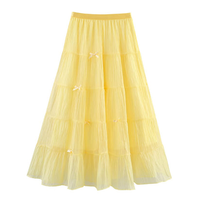 Professional Three-Dimensional Bow Fairy Gauze Cake Skirt - Polyester Multi-Layer (5 Colors, Free Size, College Style)