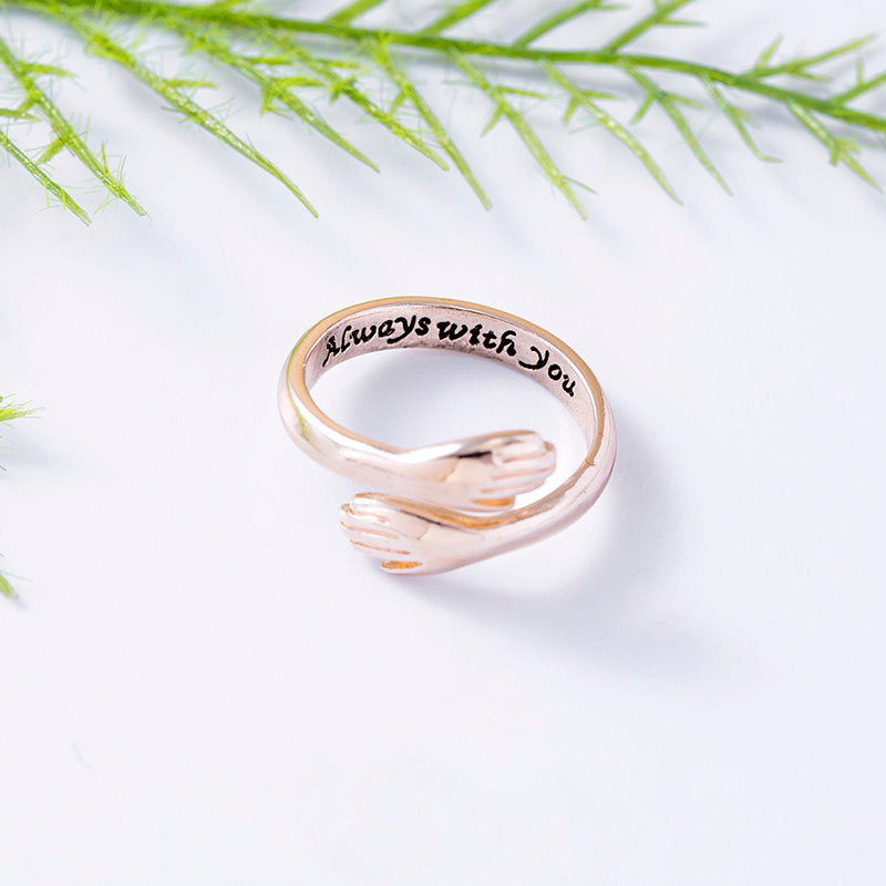 Silver Rose Gold Alltid Med Dig Kram Ringar För Kvinnor Män