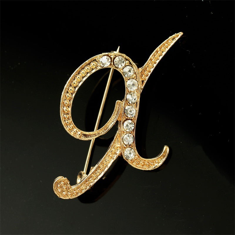 26 English Alphabet Brooches With Diamonds