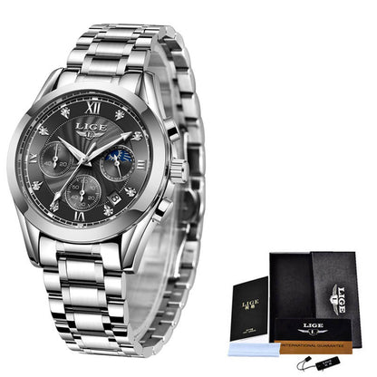 Stainless steel waterproof watch