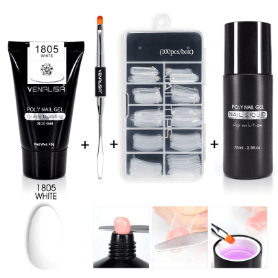 Venalisa Poly Gel à ongles Kit ongles Fesign constructeur Gel à ongles acrylique Transparent cristal Coumuflage ensemble ongles étendre gelée Gel vernis