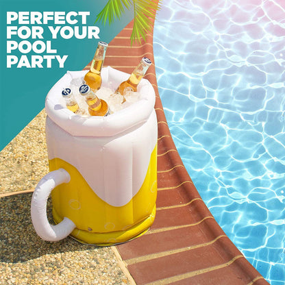 Inflatable Beer Mug Cooler Pool Float - Perfect for Summer Parties
