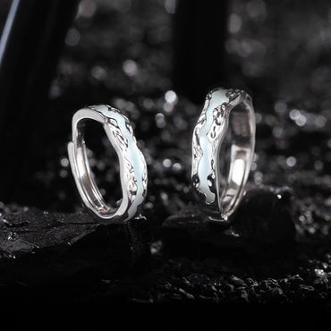 Ljusårsparringar i 925 sterling silver med självlysande kall norrsken, öppen emalj för män och kvinnor