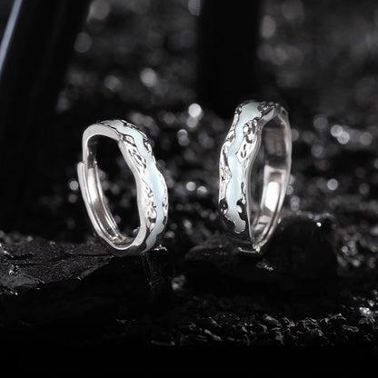 Ljusårsparringar i 925 sterling silver med självlysande kall norrsken, öppen emalj för män och kvinnor