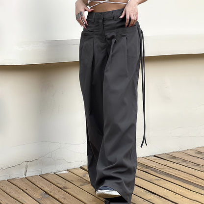 Retro Street Low Waist Hot Girl Loose Wide Leg Pants