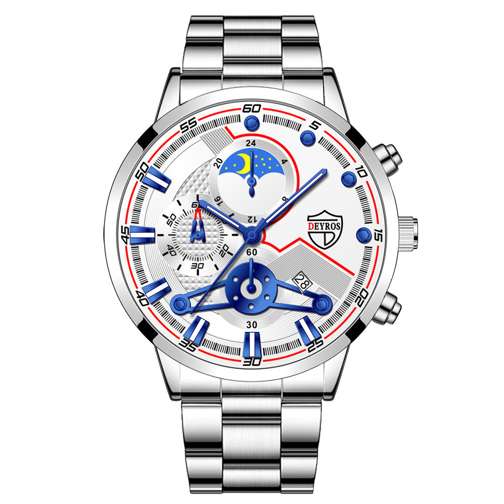 Mode Herr Kalender Armbandsur Affärs Quartz Klocka Studentklocka