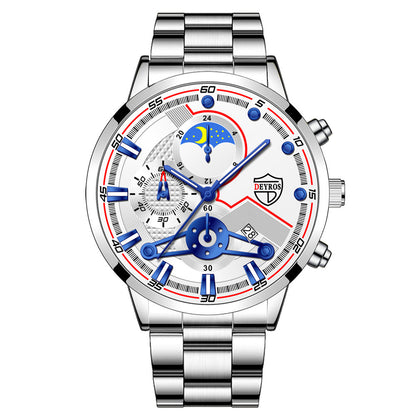 Mode Herr Kalender Armbandsur Affärs Quartz Klocka Studentklocka