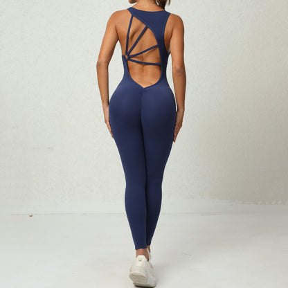 Combinaison de Yoga sans manches en forme de V, vêtements de sport, de course, de Fitness, collants extensibles, pantalons pour femmes