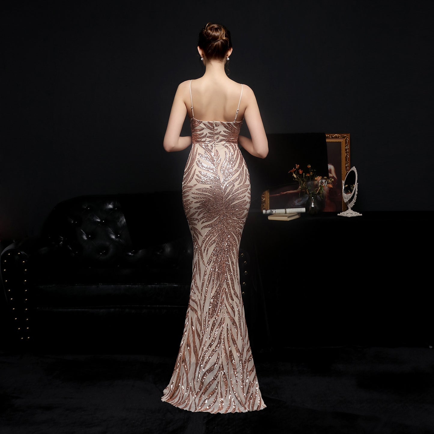 Nouvelle robe de soirée sirène à paillettes