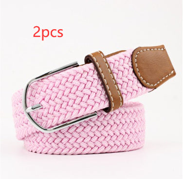 Women's Canvas Student Casual Stretch Braided Needle Buckle Belt - Youthful Confidence