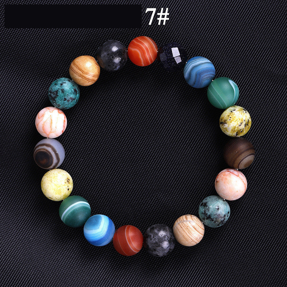 Solsystemet Åtta Sten Planet Armband Planeter Natursten Mala Pärla Strand Armband För Män Kvinnor Handgjort Universum Sol Chakra Armband Smycken