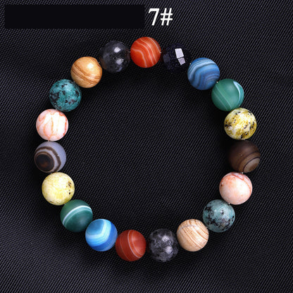 Solsystemet Åtta Sten Planet Armband Planeter Natursten Mala Pärla Strand Armband För Män Kvinnor Handgjort Universum Sol Chakra Armband Smycken