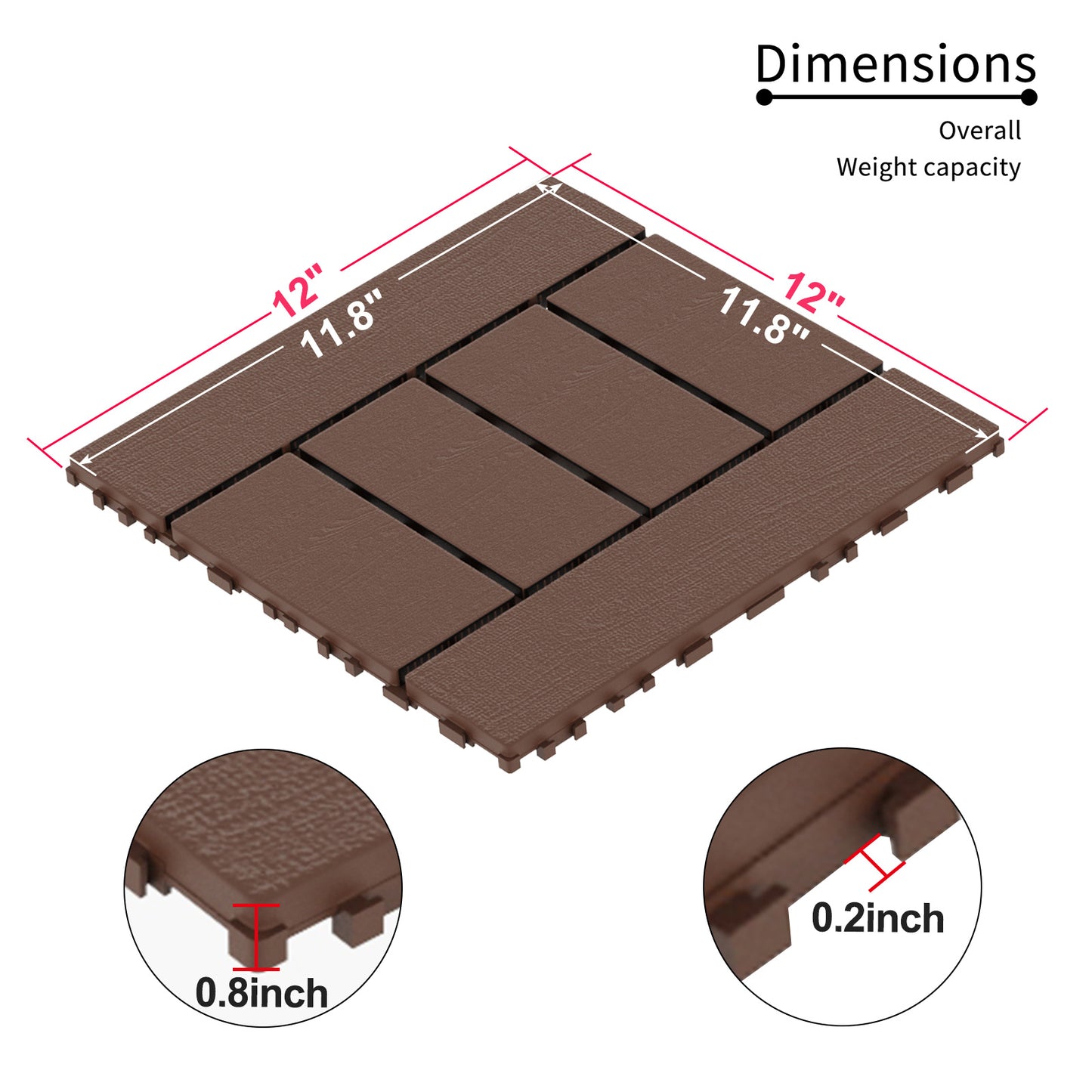 Waterproof, Wear-resistant, DIY Assembly, Garden, Courtyard, Balcony,plastic Flooring