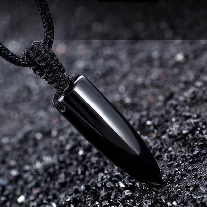 Natural Obsidian Bullet Necklace For Men And Women