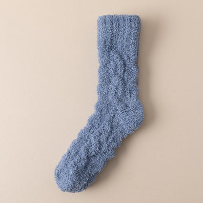 Chaussettes chaudes d'hiver en molleton de corail pour femmes et hommes, chaussettes de sol en velours épais pour dormir à la maison