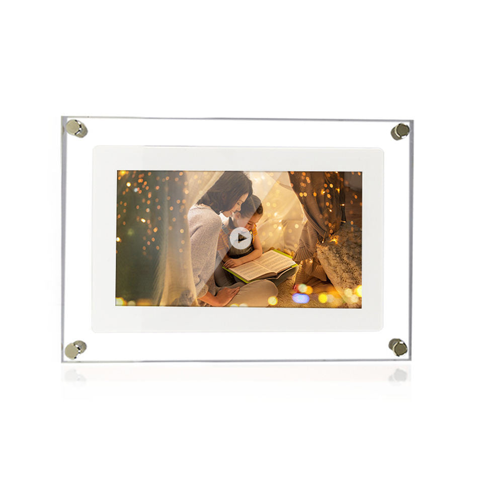 Acrylic Digital Photo Video Frame Battery New