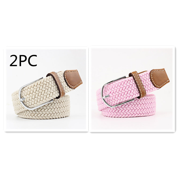 Women's Canvas Student Casual Stretch Braided Needle Buckle Belt - Youthful Confidence