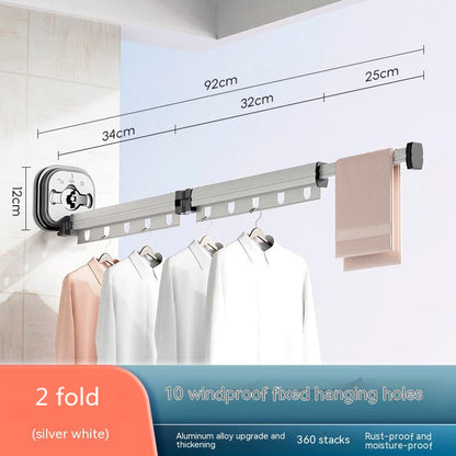 Suction Cup Folding Clothes Hanger Indoor Home Balcony Aluminum Retractable Drying Rack No Punching Folding Clothes Hanger