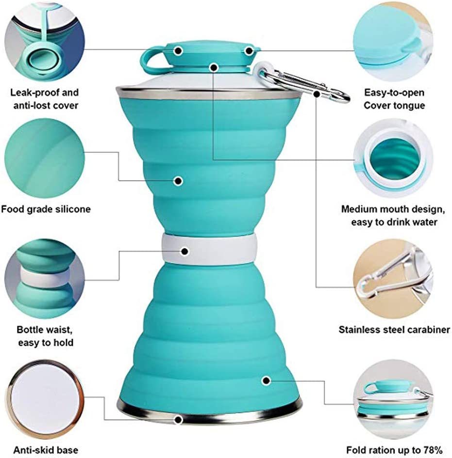 Bouteille d'eau en Silicone de 500ML, pliable, anti-fuite, Portable, pour sport, voyage, voyage en plein air, salle de sport, randonnée, Gadgets de cuisine réutilisables