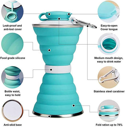 Bouteille d'eau en Silicone de 500ML, pliable, anti-fuite, Portable, pour sport, voyage, voyage en plein air, salle de sport, randonnée, Gadgets de cuisine réutilisables