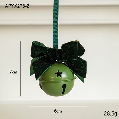 Christmas Little Bell Shape Velvet Bow Small Hanging Piece