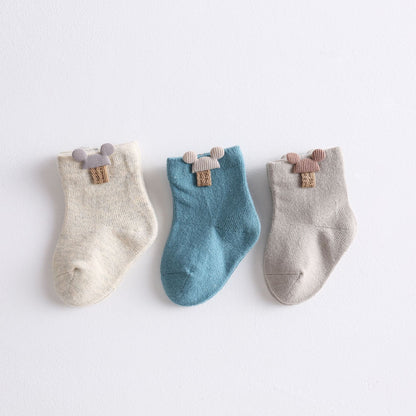 Accessoires de dessin animé, chaussettes pour bébé, chaussettes en coton désossées pour bébé